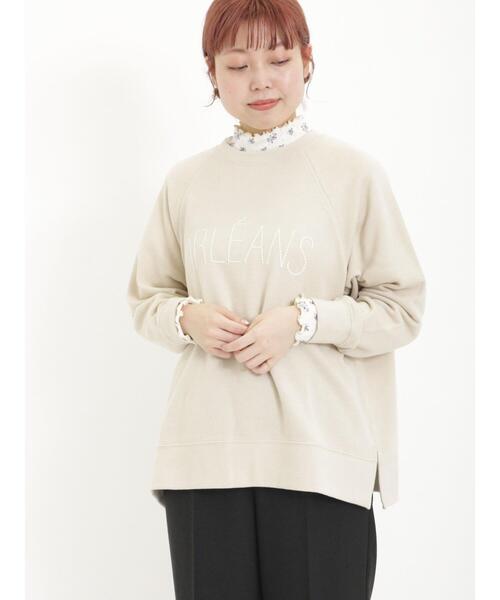 Samansa Mos2（サマンサ モスモス）の「裏毛ぽこぽこ刺繍スウェット（Tシャツ/カットソー・レディース・チャコールグレー/ベージュ/キナリ/パープル・F）」の10枚目の写真