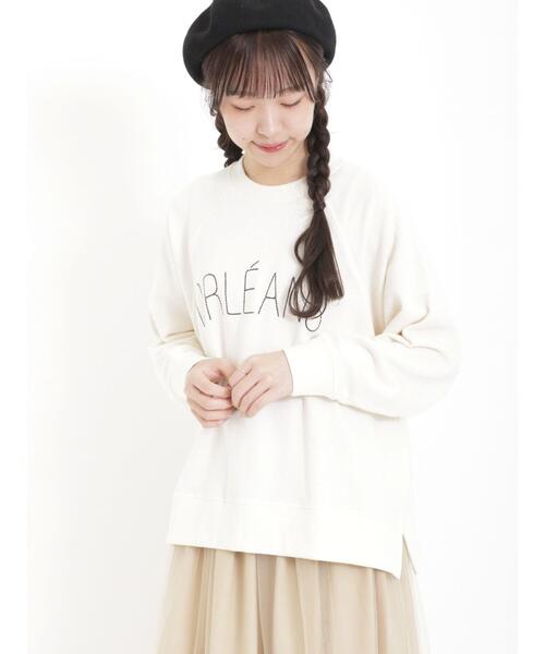 Samansa Mos2（サマンサ モスモス）の「裏毛ぽこぽこ刺繍スウェット（Tシャツ/カットソー・レディース・チャコールグレー/ベージュ/キナリ/パープル・F）」の14枚目の写真