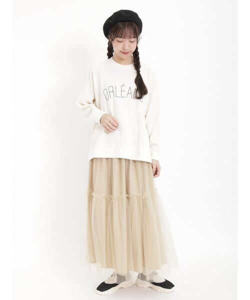 Samansa Mos2（サマンサ モスモス）の「裏毛ぽこぽこ刺繍スウェット（Tシャツ/カットソー・レディース・チャコールグレー/ベージュ/キナリ/パープル・F）」の16枚目の写真