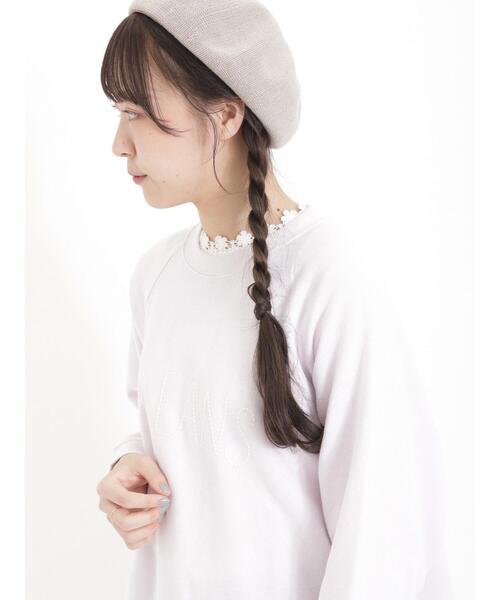 Samansa Mos2（サマンサ モスモス）の「裏毛ぽこぽこ刺繍スウェット（Tシャツ/カットソー・レディース・チャコールグレー/ベージュ/キナリ/パープル・F）」の18枚目の写真