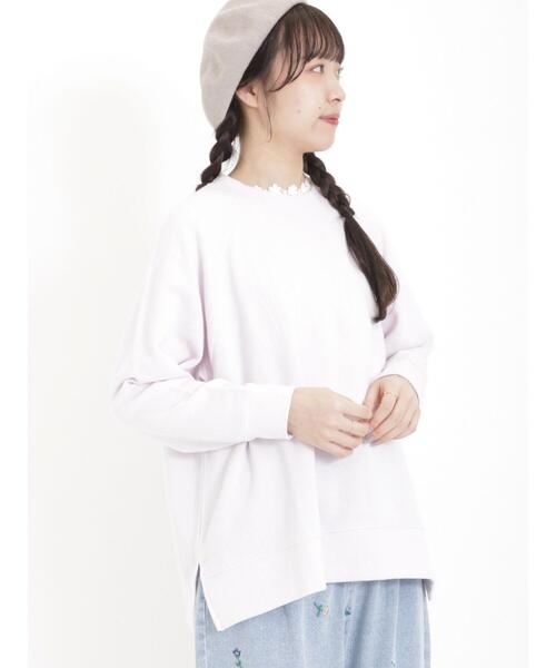 Samansa Mos2（サマンサ モスモス）の「裏毛ぽこぽこ刺繍スウェット（Tシャツ/カットソー・レディース・チャコールグレー/ベージュ/キナリ/パープル・F）」の19枚目の写真