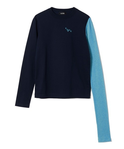 soduk（スドーク）の「one long t-shirt（Tシャツ/カットソー・レディース・ホワイト/ネイビー・FREE）」の6枚目の写真