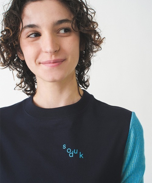 soduk（スドーク）の「one long t-shirt（Tシャツ/カットソー・レディース・ホワイト/ネイビー・FREE）」の5枚目の写真