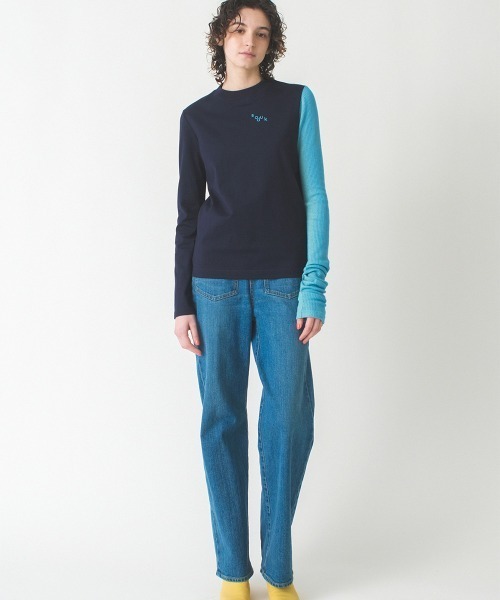 soduk（スドーク）の「one long t-shirt（Tシャツ/カットソー・レディース・ホワイト/ネイビー・FREE）」の3枚目の写真