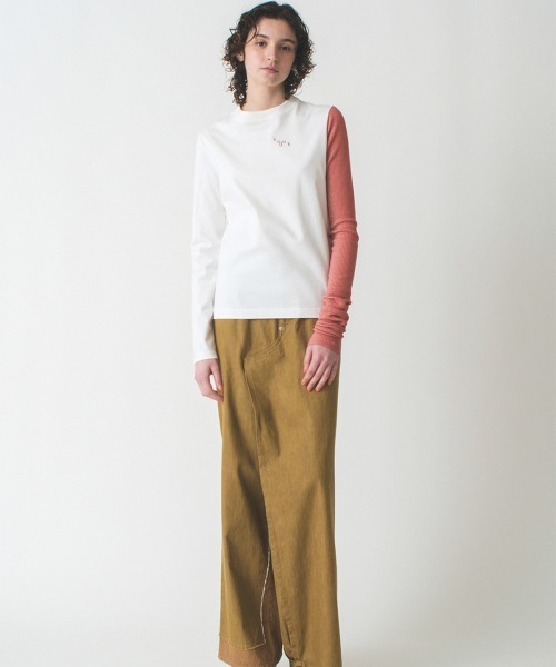 soduk（スドーク）の「one long t-shirt（Tシャツ/カットソー・レディース・ホワイト/ネイビー・FREE）」の4枚目の写真