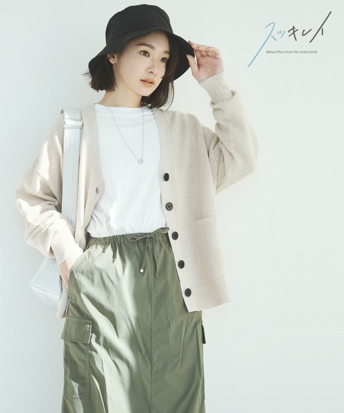 GLOBAL WORK（グローバルワーク）の「スッキレイVネックカーディガン/987138（カーディガン/ボレロ・レディース・グレー/ライトブルー/ライトベージュ/アイボリー/ブラック系/グリーン系3・M/L）」の4枚目の写真