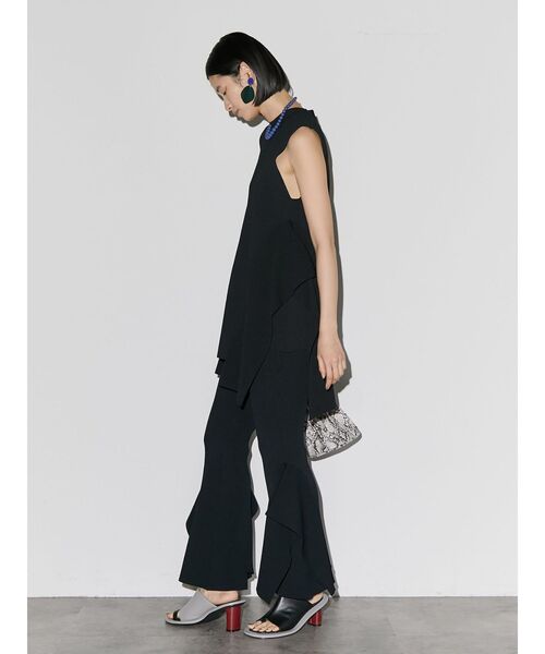 「UN3D.」 キャミソールニット FREE ブラック レディース UN3D. ニット セーター CROCHET WAVE TOP / クロシェウェーブ