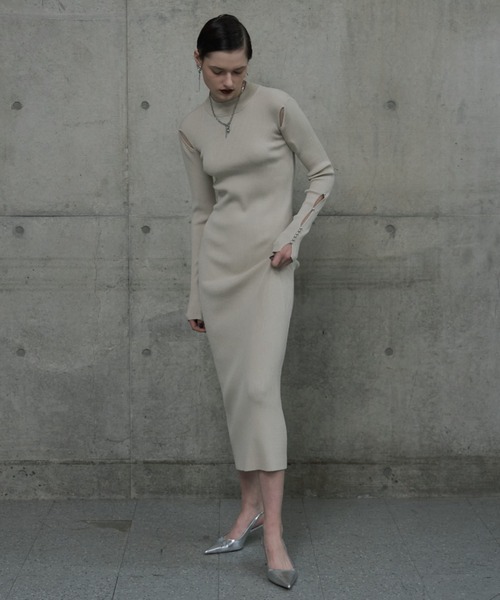【セール】OPEN BACK NARROW KNIT DRESS/オープンバックナローニットドレス(ワンピース)|JOSE MOON(ジョゼムーン)