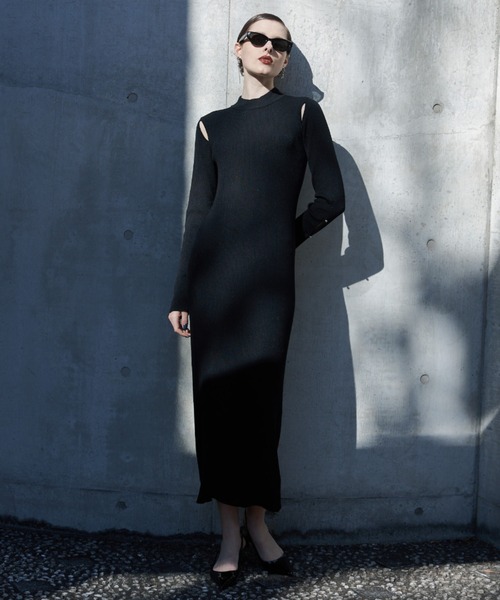 セール】OPEN BACK NARROW KNIT DRESS/オープンバックナローニット 