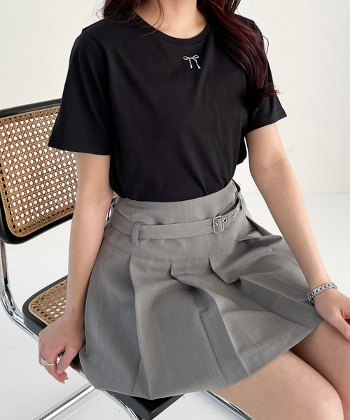 Heather(ヘザー)の「リボンモチーフTEE 110900(Tシャツ/カットソー・レディース・オフホワイト/グレー/ブラック・FREE)」の3枚目の写真