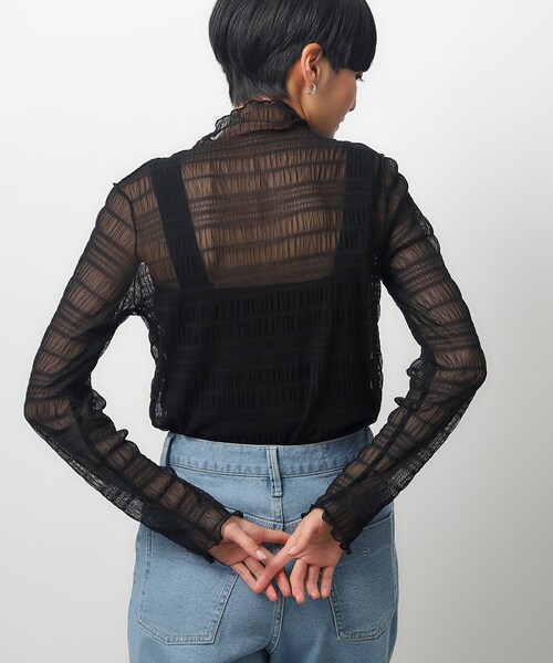 OPAQUE.CLIP（オペークドットクリップ）の「◆シャーリングシアートップス【洗濯機洗い可】（Tシャツ/カットソー・レディース・ライトベージュ/ブラック/ホワイト・40/38）」の20枚目の写真