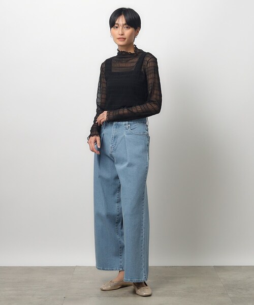 OPAQUE.CLIP（オペークドットクリップ）の「◆シャーリングシアートップス【洗濯機洗い可】（Tシャツ/カットソー・レディース・ライトベージュ/ブラック/ホワイト・40/38）」の21枚目の写真