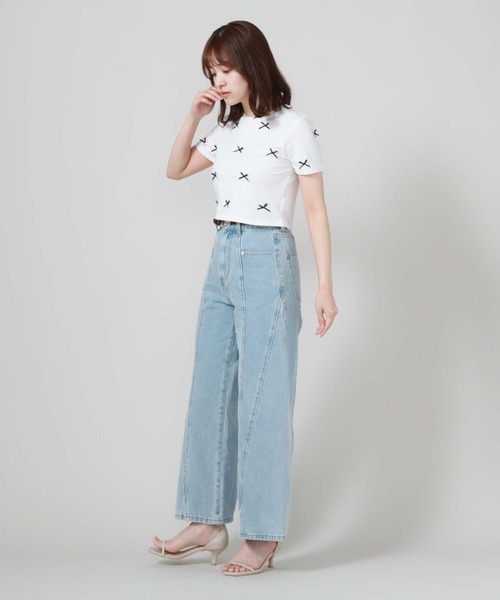 archives（アルシーヴ）の「リボンコンパクトＴシャツ（Tシャツ/カットソー・レディース・ブルー/オフホワイト/ブラック・MEDIUM）」の10枚目の写真