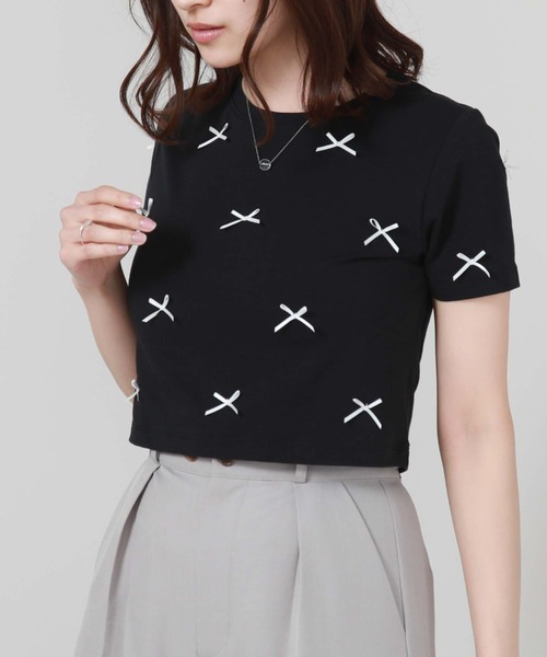 archives（アルシーヴ）の「リボンコンパクトＴシャツ（Tシャツ/カットソー・レディース・ブルー/オフホワイト/ブラック・MEDIUM）」の20枚目の写真