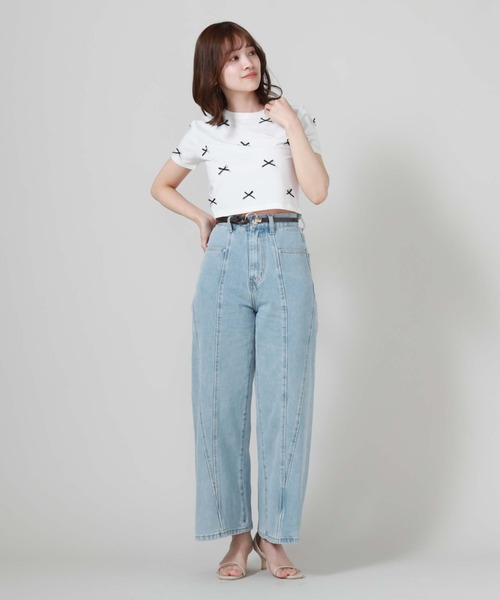 archives（アルシーヴ）の「リボンコンパクトＴシャツ（Tシャツ/カットソー・レディース・ブルー/オフホワイト/ブラック・MEDIUM）」の8枚目の写真