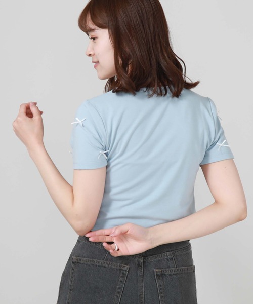 archives（アルシーヴ）の「リボンコンパクトＴシャツ（Tシャツ/カットソー・レディース・ブルー/オフホワイト/ブラック・MEDIUM）」の14枚目の写真