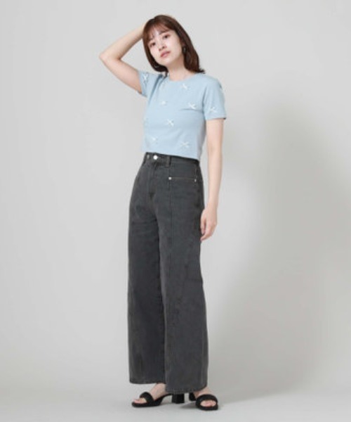 archives（アルシーヴ）の「リボンコンパクトＴシャツ（Tシャツ/カットソー・レディース・ブルー/オフホワイト/ブラック・MEDIUM）」の16枚目の写真