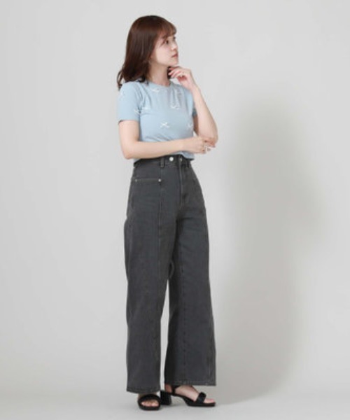 archives（アルシーヴ）の「リボンコンパクトＴシャツ（Tシャツ/カットソー・レディース・ブルー/オフホワイト/ブラック・MEDIUM）」の18枚目の写真