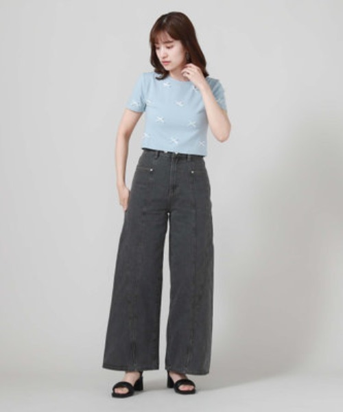 archives（アルシーヴ）の「リボンコンパクトＴシャツ（Tシャツ/カットソー・レディース・ブルー/オフホワイト/ブラック・MEDIUM）」の17枚目の写真