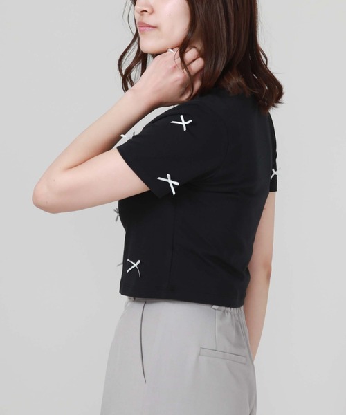 archives（アルシーヴ）の「リボンコンパクトＴシャツ（Tシャツ/カットソー・レディース・ブルー/オフホワイト/ブラック・MEDIUM）」の22枚目の写真