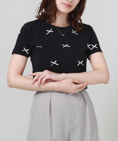 archives（アルシーヴ）の「リボンコンパクトＴシャツ（Tシャツ/カットソー・レディース・ブルー/オフホワイト/ブラック・MEDIUM）」の21枚目の写真