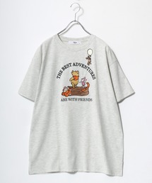 Disney(ディズニー)キャラクター刺繍・サガラ刺繍・ラインストーン半袖Tシャツ レディース/ミッキーマウス/くまのプーさん/101匹わんちゃん