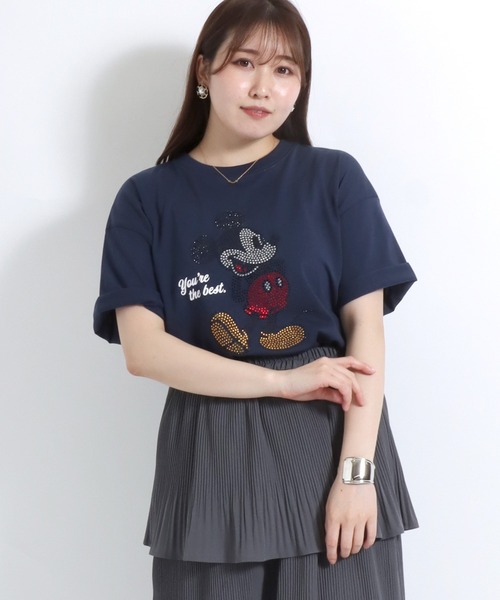 Disney(ディズニー)の「Disney(ディズニー)キャラクター刺繍・サガラ刺繍・ラインストーン半袖Tシャツ レディース/ミッキーマウス/くまのプーさん/101匹わんちゃん(Tシャツ/カットソー・レディース・ライトグリーン/ライトグレー/ミント/ブルー系その他/パープル/オフホワイト/ホワイト系その他2/グレー系その他/ダークグリーン/マスタード/ベージュ/ピンク/イエロー/グリーン系その他/ネイビー/ホワイト系その他・L/M)」の12枚目の写真