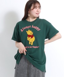 Disney(ディズニー)キャラクター刺繍・サガラ刺繍・ラインストーン半袖Tシャツ レディース/ミッキーマウス/くまのプーさん/101匹わんちゃん