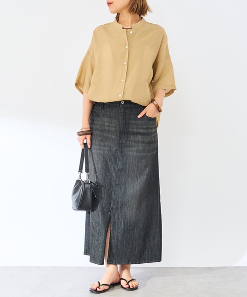 un dix cors（アンディコール）の「ストレッチデニムナロースカート（デニムスカート・レディース・ネイビー/ブラック・FREE）」の3枚目の写真