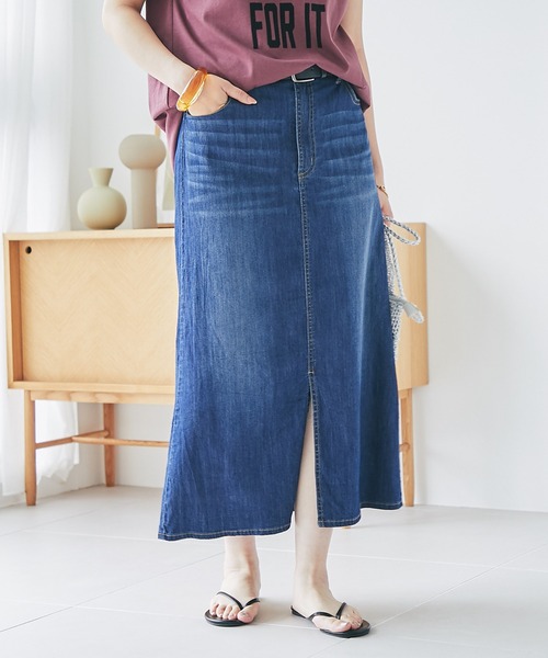 un dix cors（アンディコール）の「ストレッチデニムナロースカート（デニムスカート・レディース・ネイビー/ブラック・FREE）」の8枚目の写真