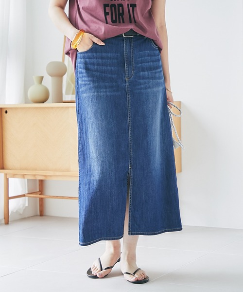 un dix cors（アンディコール）の「ストレッチデニムナロースカート（デニムスカート・レディース・ネイビー/ブラック・FREE）」の5枚目の写真