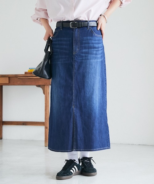 un dix cors（アンディコール）の「ストレッチデニムナロースカート（デニムスカート・レディース・ネイビー/ブラック・FREE）」の19枚目の写真