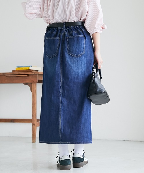 un dix cors（アンディコール）の「ストレッチデニムナロースカート（デニムスカート・レディース・ネイビー/ブラック・FREE）」の21枚目の写真