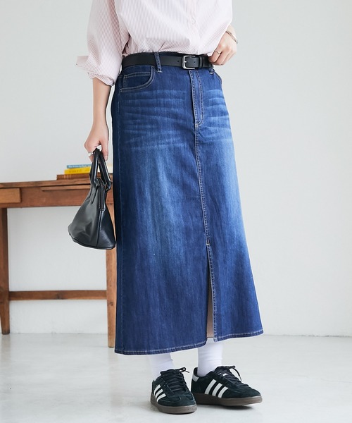 un dix cors（アンディコール）の「ストレッチデニムナロースカート（デニムスカート・レディース・ネイビー/ブラック・FREE）」の22枚目の写真