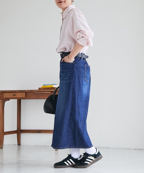 un dix cors（アンディコール）の「ストレッチデニムナロースカート（デニムスカート・レディース・ネイビー/ブラック・FREE）」の15枚目の写真