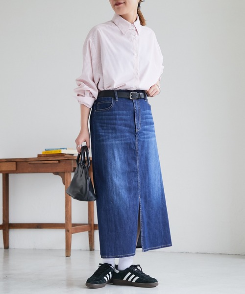 un dix cors（アンディコール）の「ストレッチデニムナロースカート（デニムスカート・レディース・ネイビー/ブラック・FREE）」の14枚目の写真