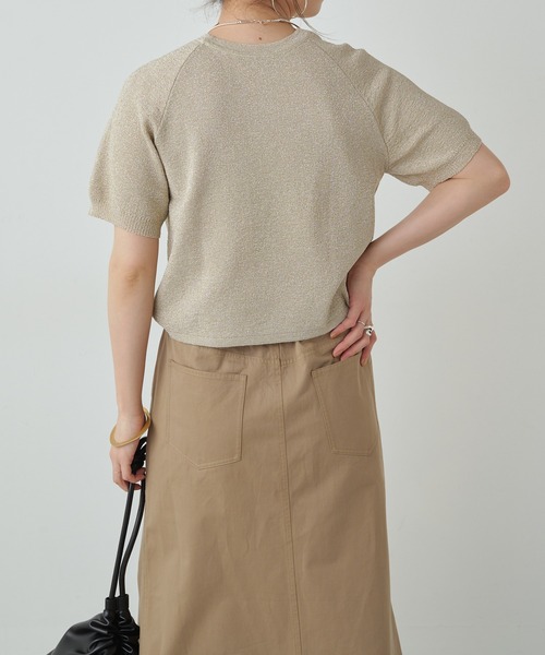 Omekashi(オメカシ)の「シアーラメニット(ニット/セーター・レディース・ベージュ/ブロンズ/オフホワイト/チャコールグレー/シルバー/レッド・FREE)」の10枚目の写真