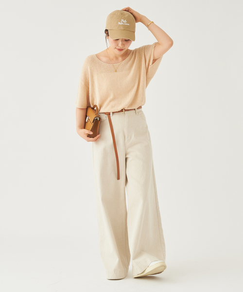 plage(プラージュ)の「Cotton/Linen WIDE デニム(デニムパンツ・レディース・ベージュ/ホワイト・34/36/38)」の4枚目の写真