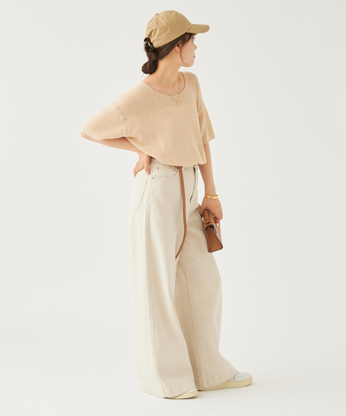 plage(プラージュ)の「Cotton/Linen WIDE デニム(デニムパンツ・レディース・ベージュ/ホワイト・34/36/38)」の11枚目の写真