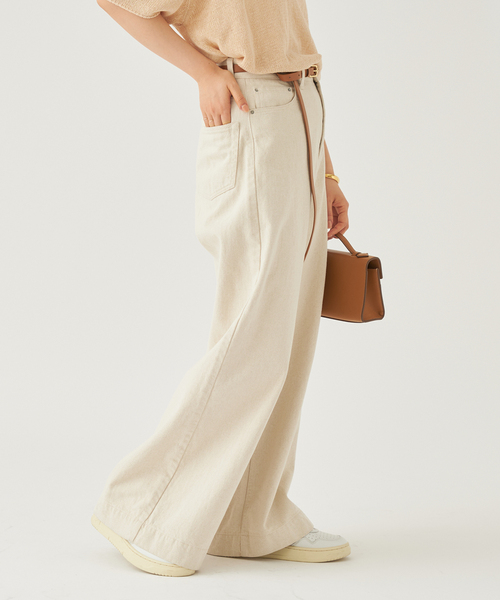 plage(プラージュ)の「Cotton/Linen WIDE デニム(デニムパンツ・レディース・ベージュ/ホワイト・34/36/38)」の10枚目の写真