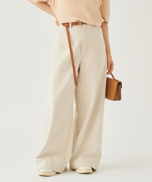 plage(プラージュ)の「Cotton/Linen WIDE デニム(デニムパンツ・レディース・ベージュ/ホワイト・34/36/38)」の9枚目の写真