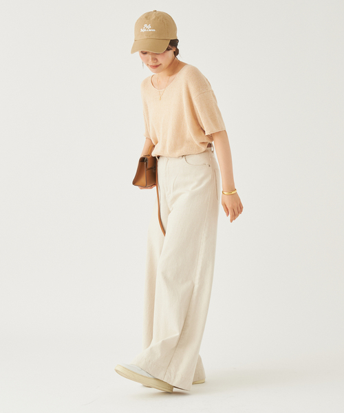 plage(プラージュ)の「Cotton/Linen WIDE デニム(デニムパンツ・レディース・ベージュ/ホワイト・34/36/38)」の8枚目の写真