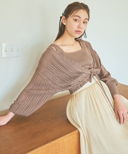 mysty woman（ミスティウーマン）の「サマーカーデアンサンブル　121010（カーディガン/ボレロ・レディース・アイボリー/ブラウン/オレンジ・FREE）」の3枚目の写真