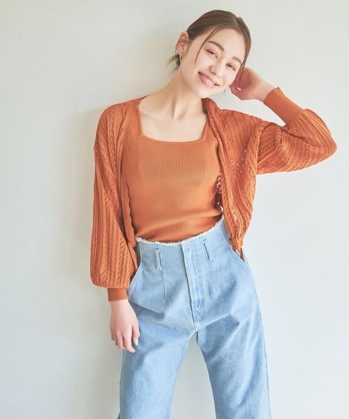 mysty woman（ミスティウーマン）の「サマーカーデアンサンブル　121010（カーディガン/ボレロ・レディース・アイボリー/ブラウン/オレンジ・FREE）」の5枚目の写真