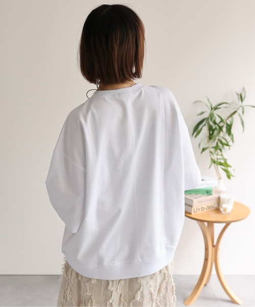 ap retro(アプレトロ)の「【USAコットン】ミニ裏毛半袖トレーナー / 半袖プルオーバー(Tシャツ/カットソー・レディース・ホワイト/ネイビー×ホワイト/グレー/ブラック・FREE)」の12枚目の写真