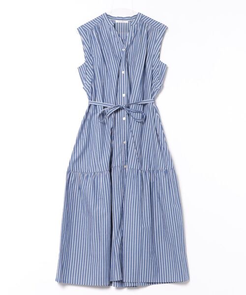 【セール】キーネック ストライプ ティアードワンピース（ワンピース）｜PREFERIR（プレフェリール）