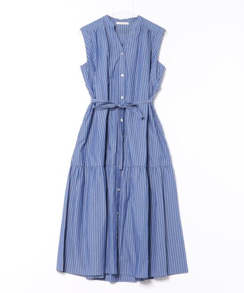 【セール】キーネック ストライプ ティアードワンピース（ワンピース）｜PREFERIR（プレフェリール）