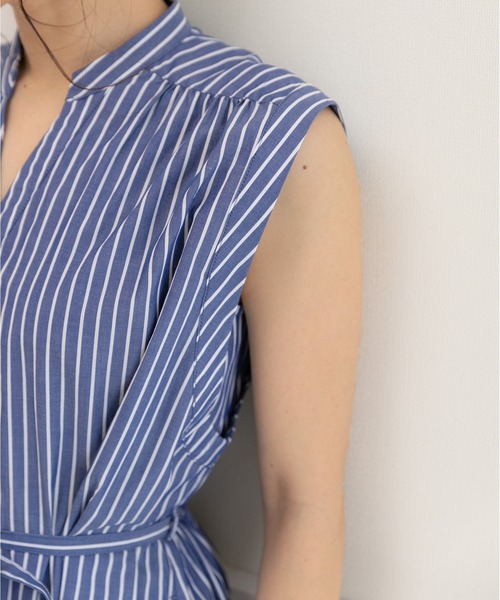 【セール】キーネック ストライプ ティアードワンピース（ワンピース）｜PREFERIR（プレフェリール）