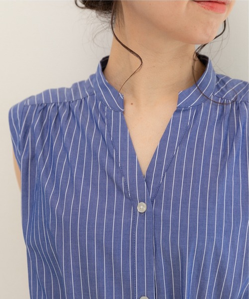 【セール】キーネック ストライプ ティアードワンピース（ワンピース）｜PREFERIR（プレフェリール）