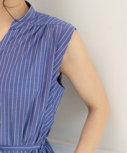 【セール】キーネック ストライプ ティアードワンピース（ワンピース）｜PREFERIR（プレフェリール）